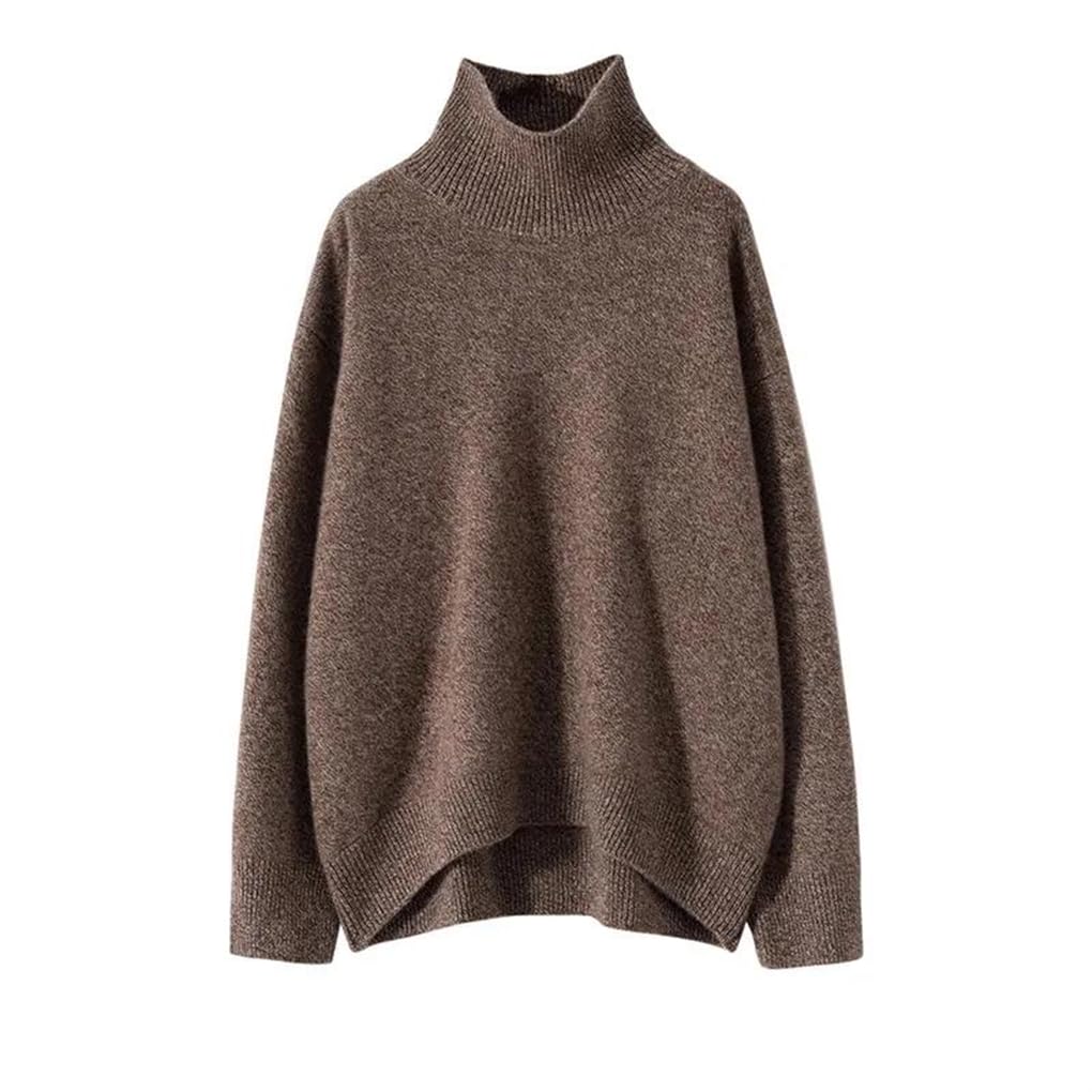 Womens Thick Cashmere Sweater High Neck Pullover Warm Loose Knitted Base Tops