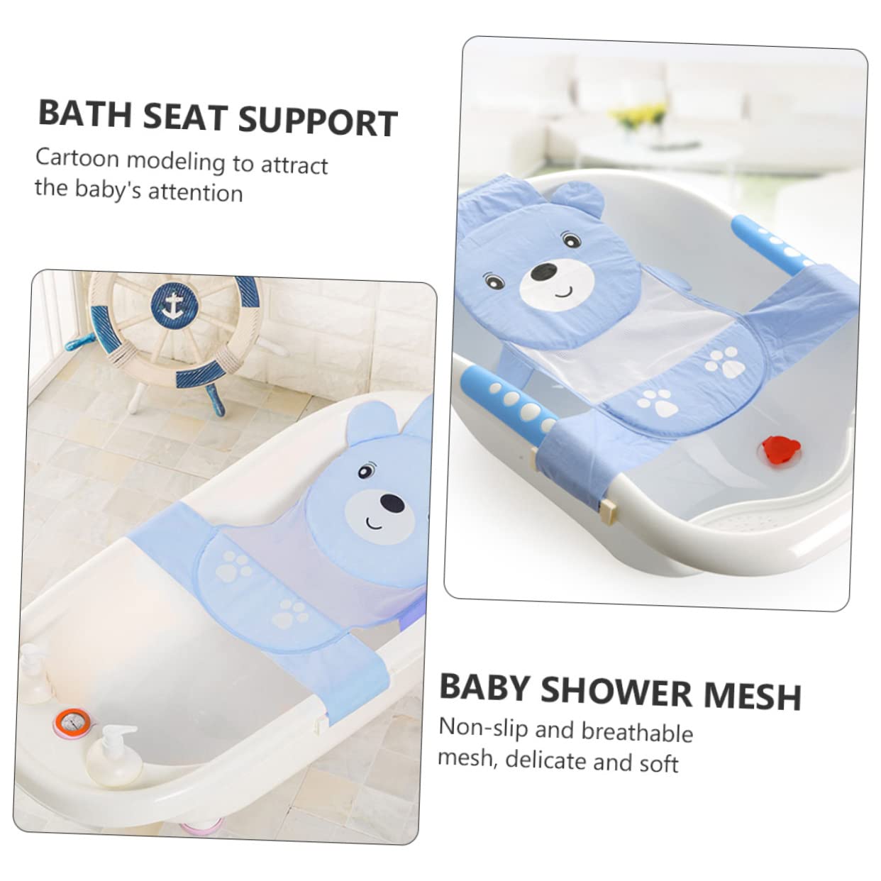 TOYANDONA 3piezas Cojín De Baño Ajustable Para Bebés De Soporte Para Bañera Seguro y Transpirable Para Baño De Recién Nacidos