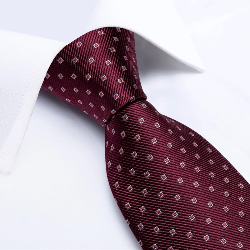 Corbata de seda con puntos para hombre 8 cm ancho miniatura 3