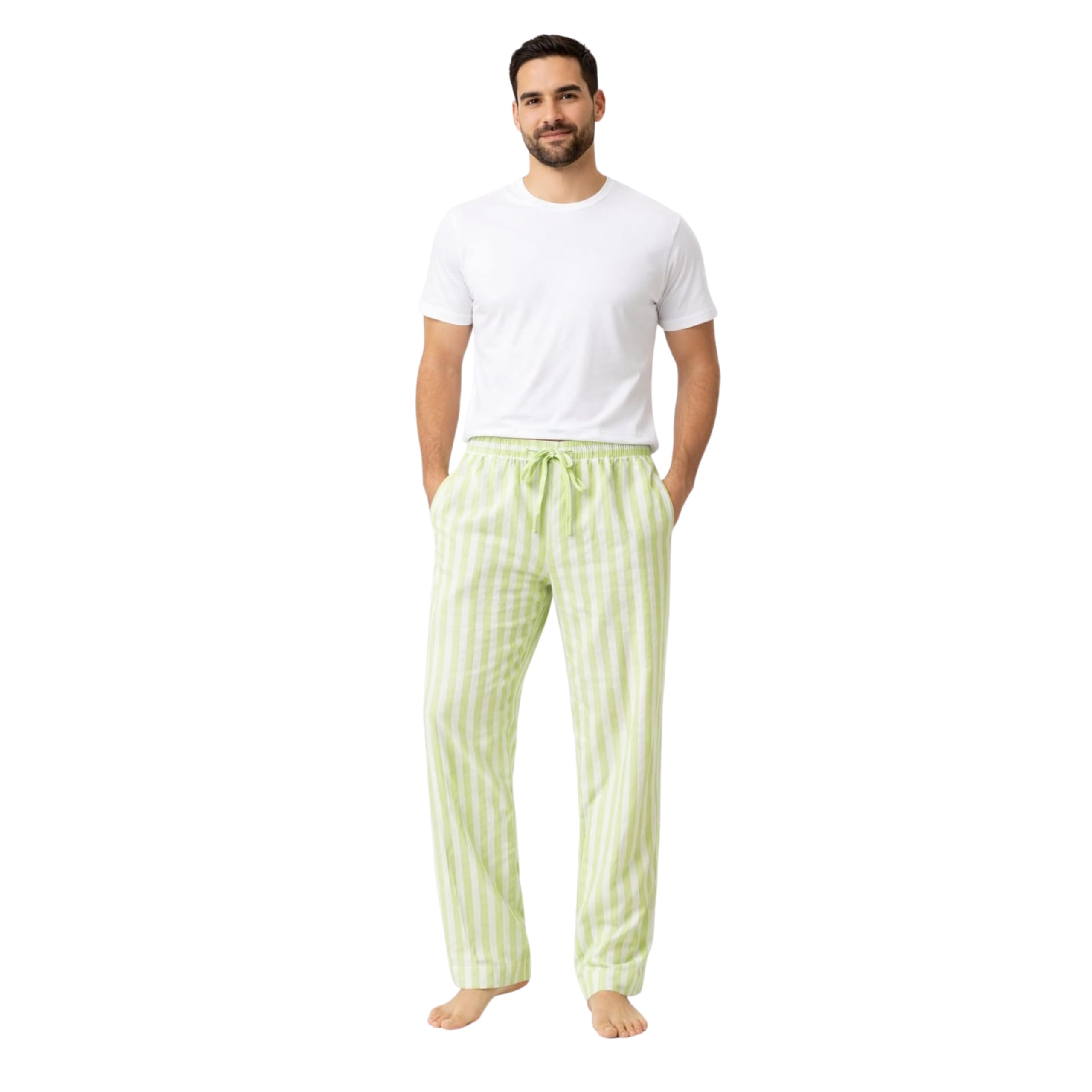 hiluba electric Men Casual Striped Pants Relaxed Fit Elastic Waist Comfortable Lounge Trousers for Home Office Travel and Everyday Wear-picture-20