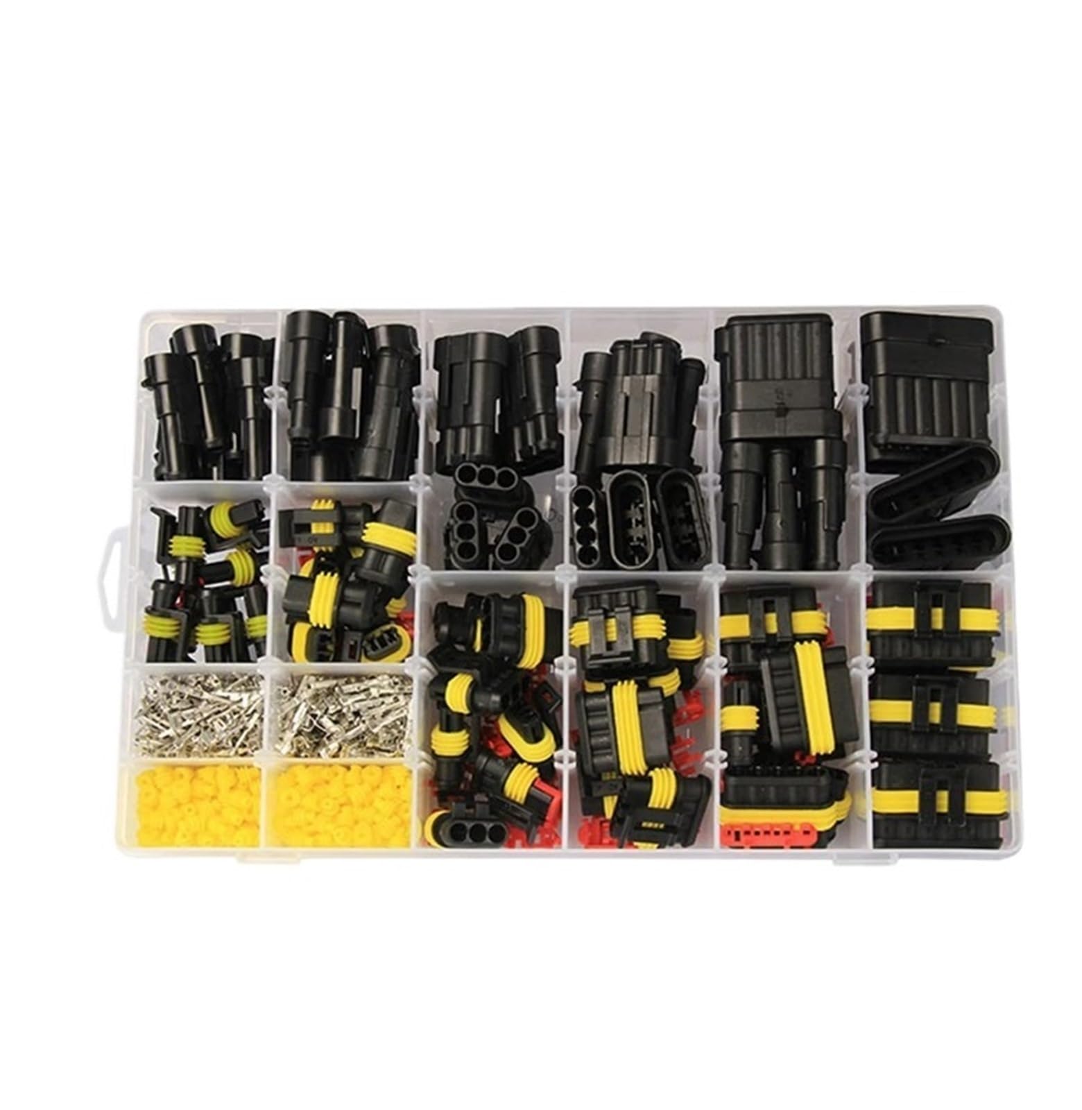 711 Uds 43 Kit Terminal de Conector eléctrico automóvil Impermeable 1/2/3/4/5/6 Cable Pin Macho y Hembra(712pcs)