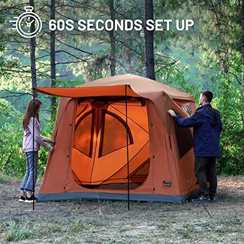 Timber Ridge Pop-Up Portable Weather Resistant Camping Hub Tent, Easy Instant 60 Second Set-Up, 4 Person Tents For Camping, Orange #TOP1