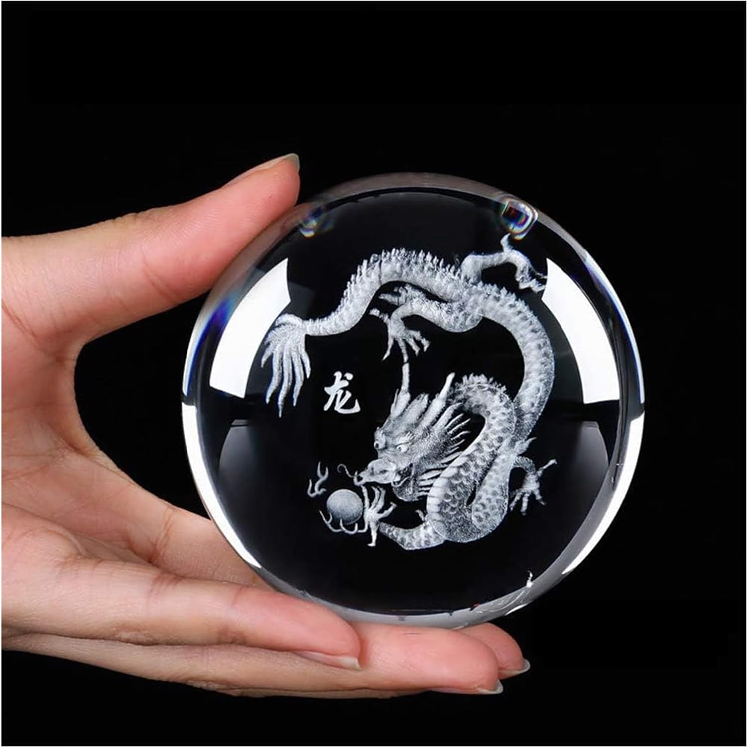 Sculpture Tabletop Crystal Ball with Stand Decoration, 3D Zodiac Animal Figurines Model Sphere Crystal Ball, Desk Decoration Decor Wine Cabinet Decoration Gift,Pig~9cm (Color : Dragon~11cm)