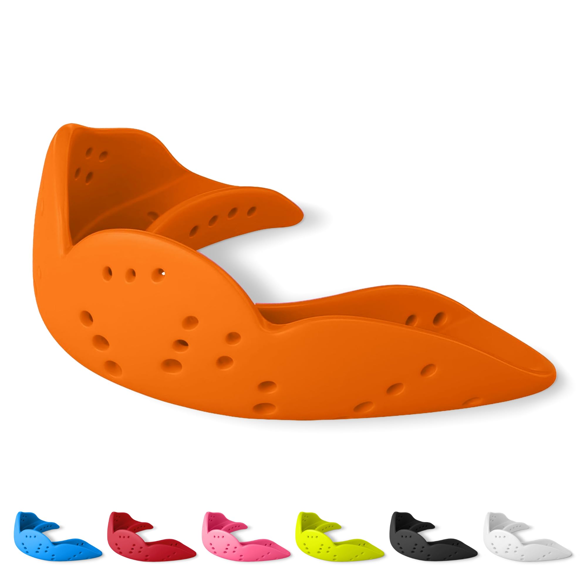 SISU Aero Small Mouthguard, Athletic Orange - 30% Stronger Protection for Lacrosse, Football, Hockey, Roller Derby, Team Sports - Remoldable Up to 20