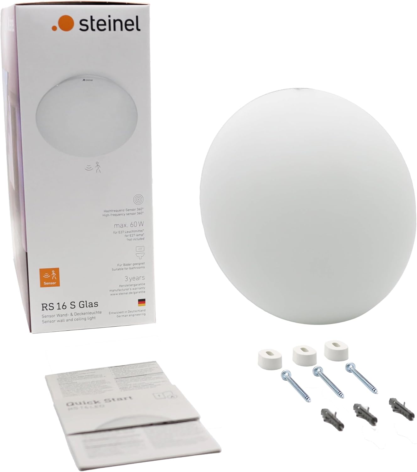 Technical drawing showing dimensions of the Steinel RS 16 LED lamp