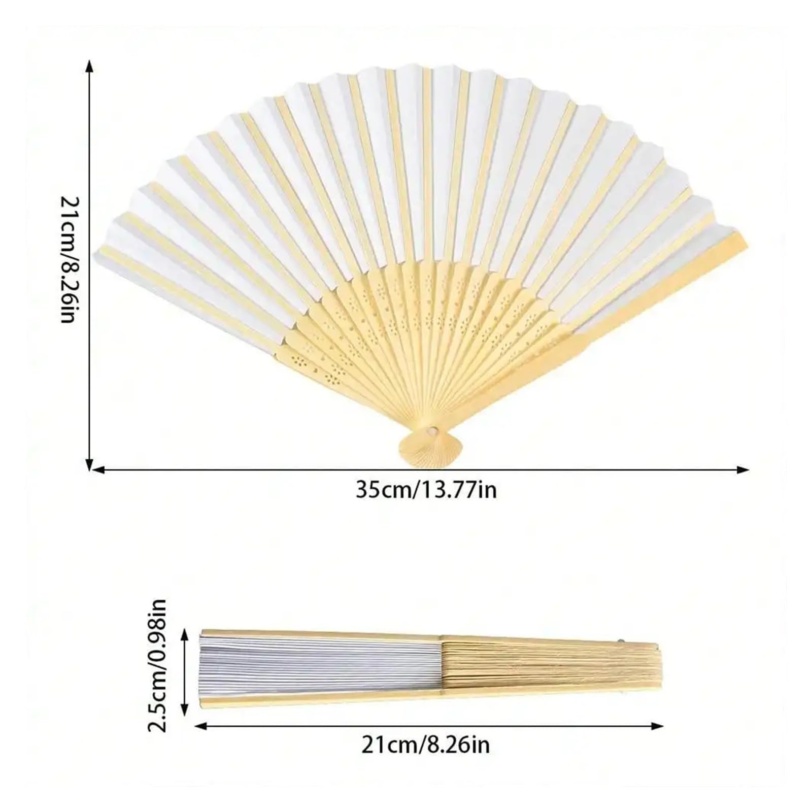 Éventails en Papier Pliables Blancs, 30 Pièces, À Main for Invités De Mariage, Fourniture Décoration for Fête d'anniversaire pour Décorations