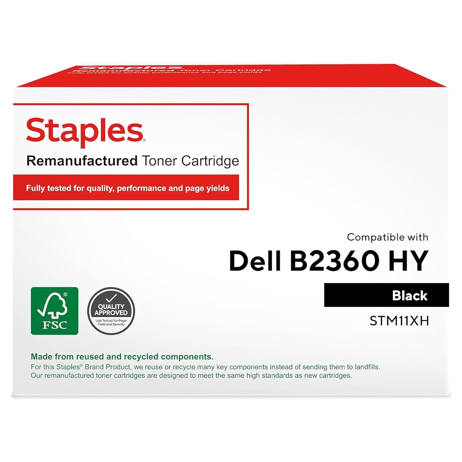 STAPLES Remanufactured M11XH Toner Cartridge Black High Yield Replacement for Dell