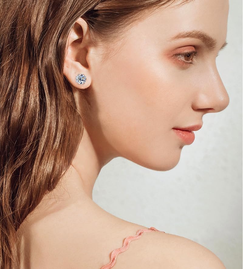 6 Pairs Cubic Zirconia Stud Earrings Set Surgical Steel Hypoallergenic 316L Stainless Steel Earrings for Women Men Contain 3,4,5,6,7,8mm3