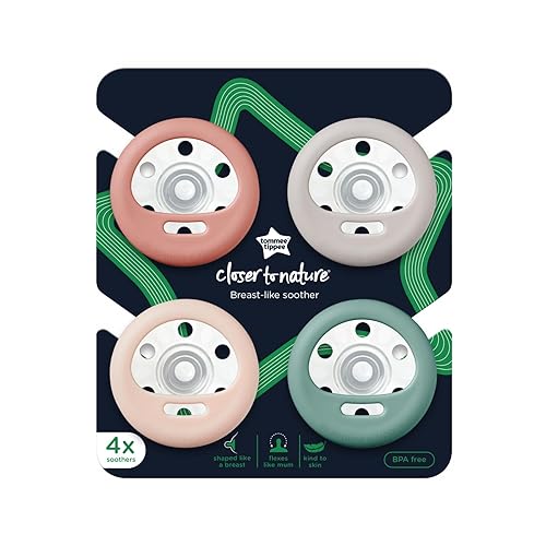 Miniatura 6 de Tommee Tippee Breast-Like Pacifier, 6-18 month pack of 4 soothers with breast-like baglet, symmetrical design and BPA free