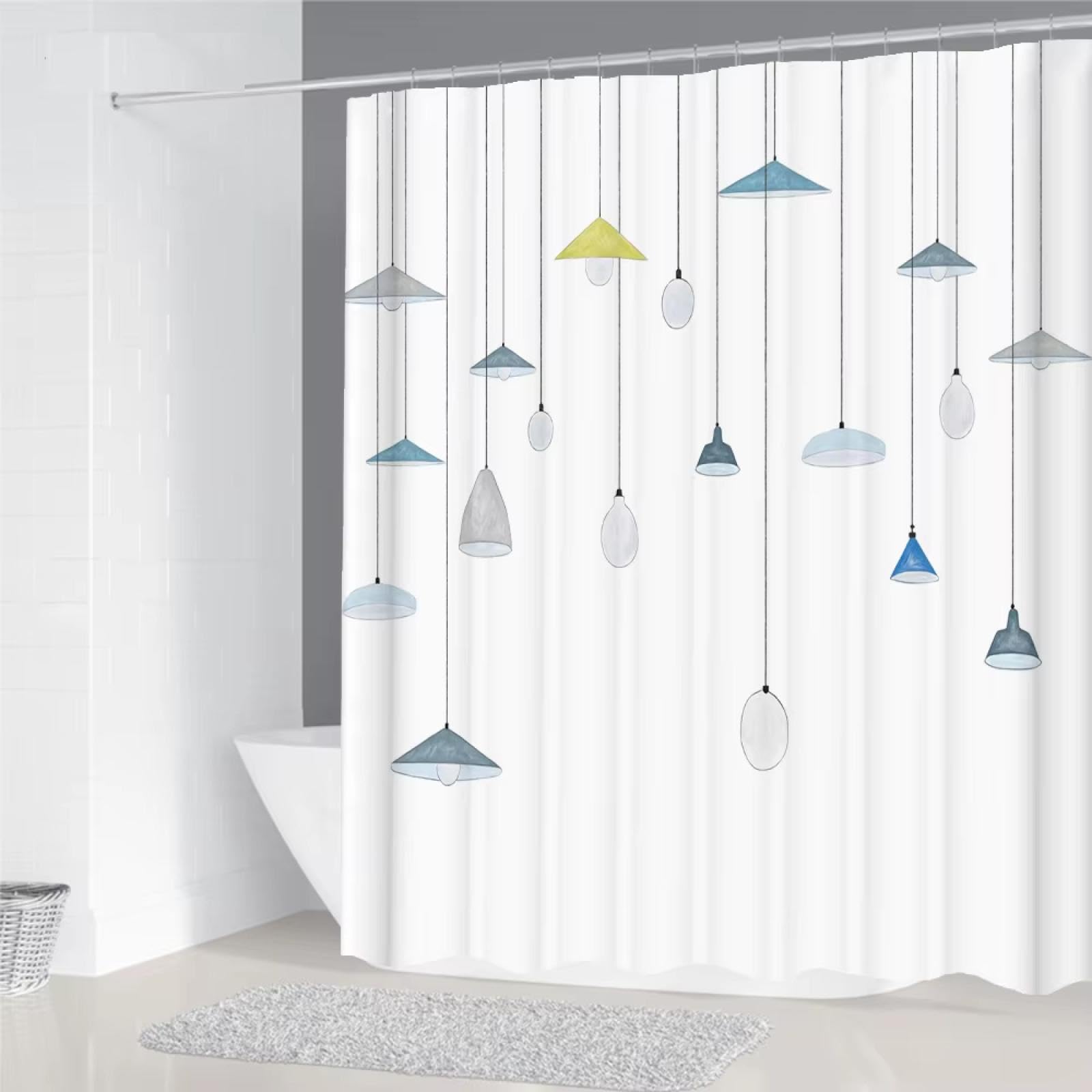 Rideau de douche en polyester 153x239cm avec crochets inclus pour salle de bain