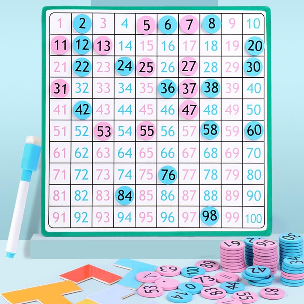 Magnetic Hundred Number Board, Montessori Math Manipulative, 1-100 Number Recognition & Counting Toy