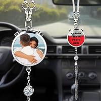 Vista 22 de Accesorios de coche colgantes de cristal con foto personalizada para mujeres y hombres, imágenes personalizadas para espejo retrovisor
