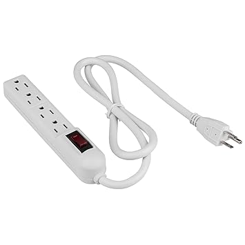 Parts Express 4-outlet Slim Strip 3' ft. Cord and Circuit Breaker Switch White
