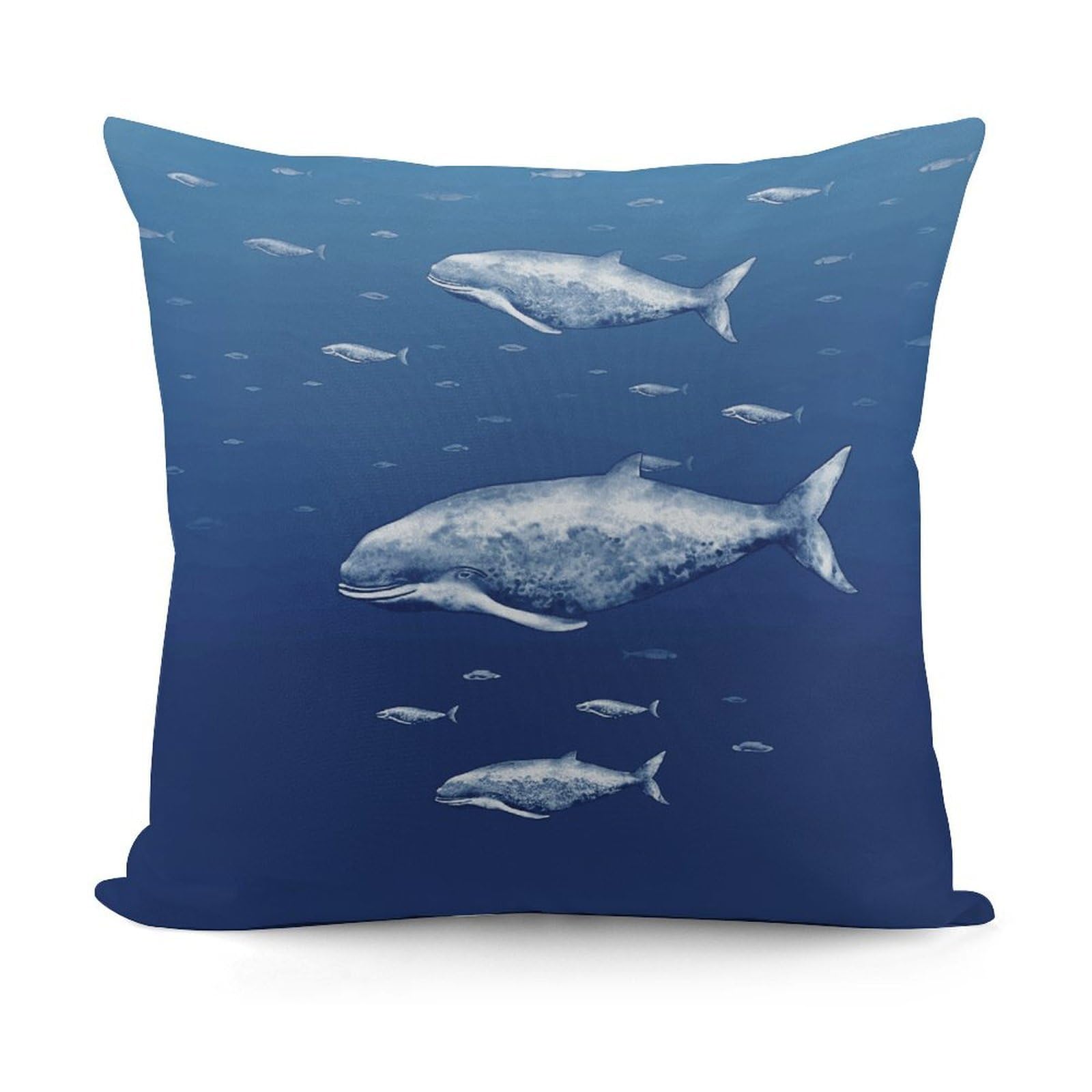 Adfgyerh Style Small Blue Whale Swimming Decorative Pillow Covers, Throw Pillow Covers Soft For All Seasons, Pillowcases For Couch Living Room Sofa Bedroom 18X18 Inch