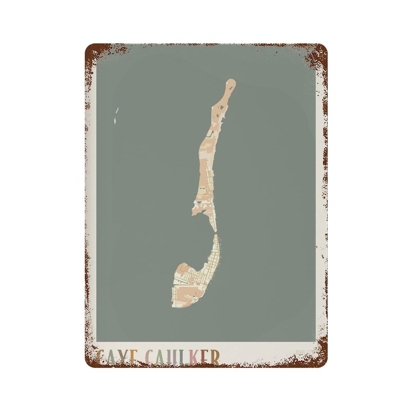 xiaoxiaoshen Caye Caulker Map Belize Travel Gift Boho (2) Wall Decor Art Metal Tin Poster Modern Home Decor Art Home Bar Shop Decorations Vintage Sign 40x30cm