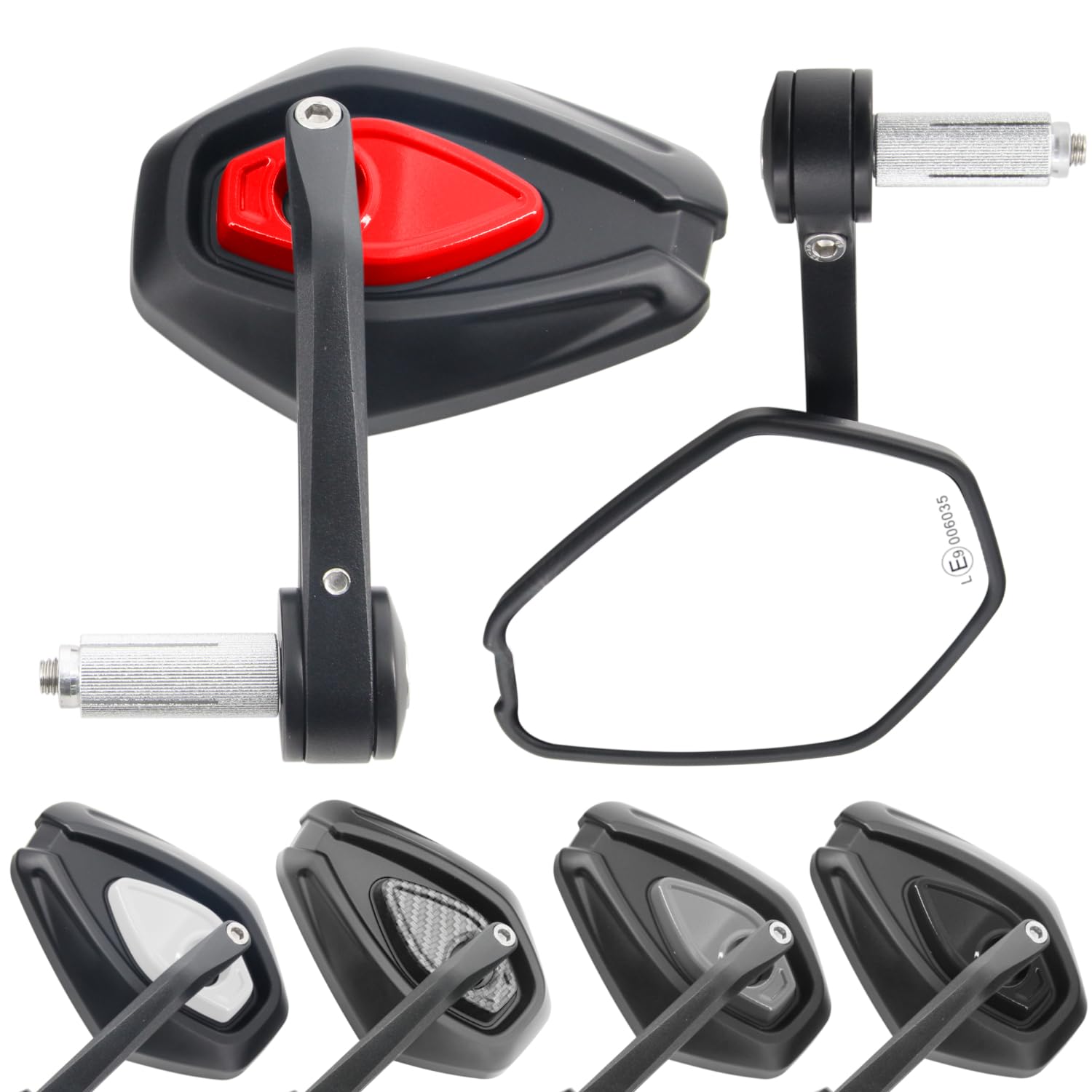 Area1 universal Motorrad Lenkerendenspiegel Rückspiegel Paar e-geprüft kompatibel mit Duke SMC/R MT07 MT09 MT10 Z900 Z650 Z500 Z125 CMX CB 500 Hornet SV650 XSR (Rot)