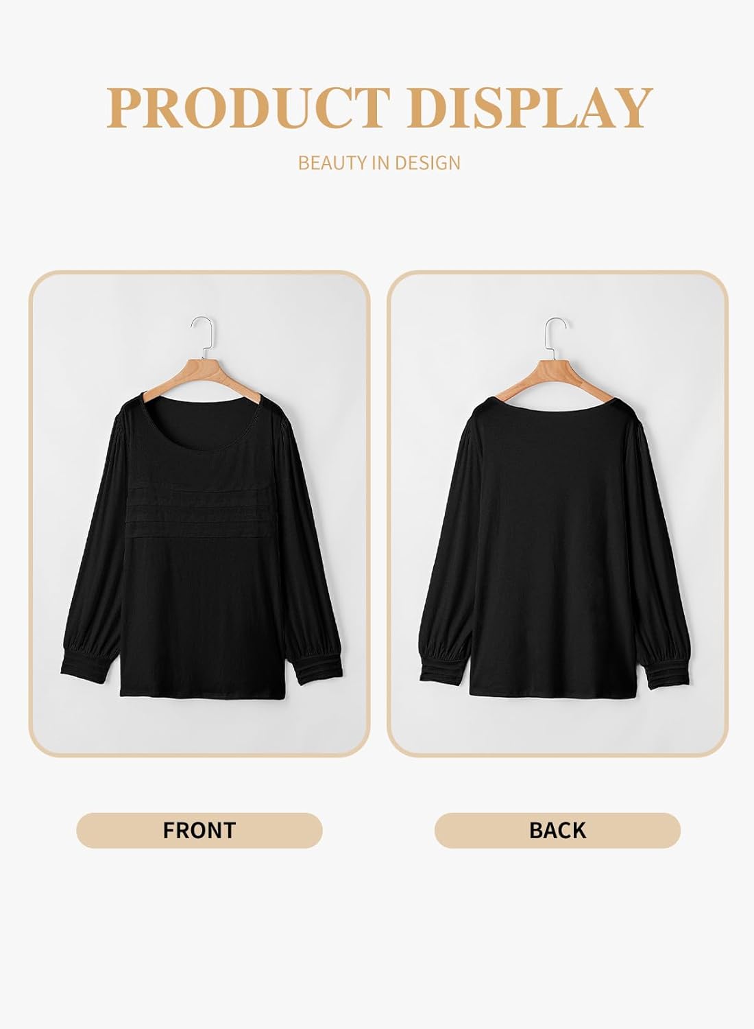 Eytino Womens Plus Size Tops Long Sleeve Blouse Crewneck Pleated Knit Casual Loose Fit Shirts(1X-5X) - Image 4