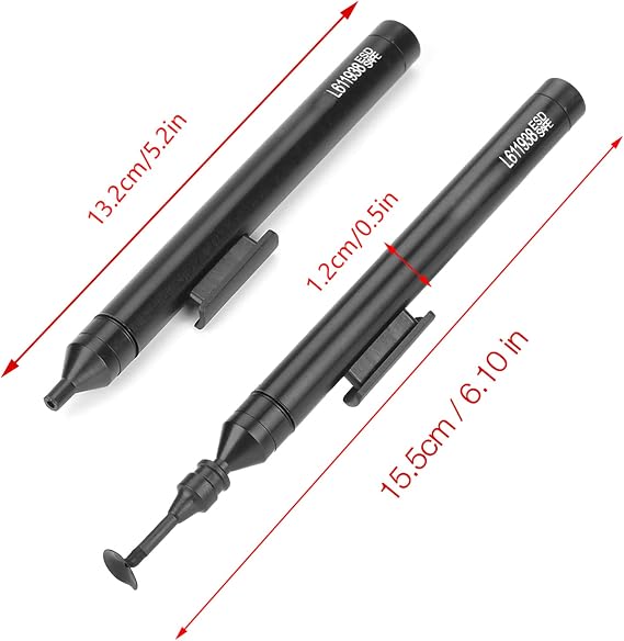 ASHATA L611938 SMD IC Pick up Vacuum Sucking Pen Set for Precise Placement of Components, Vacuum Suction Pump with Interchangeable a Holder, 2 Tips and 6 Cups