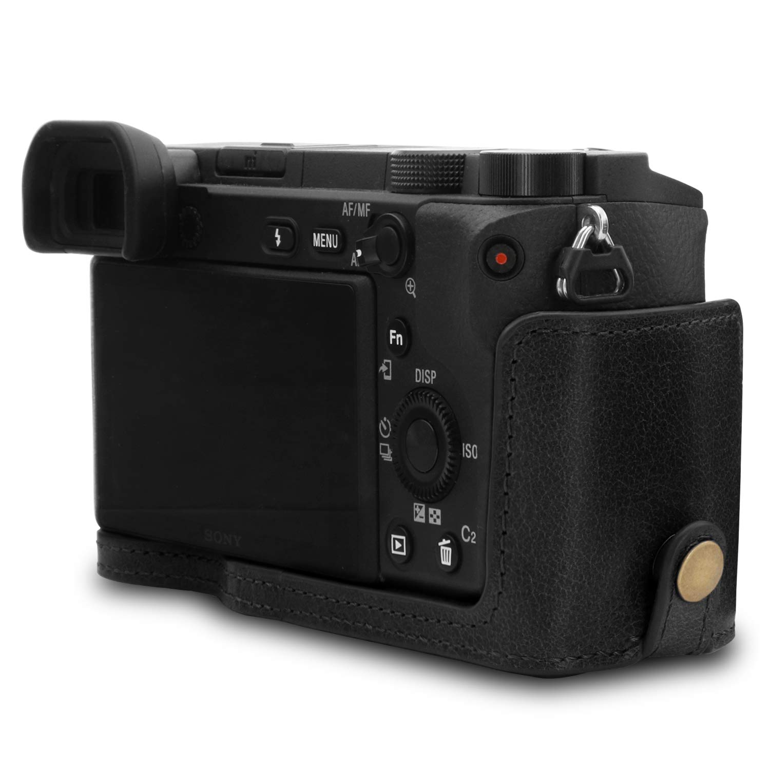 MegaGear Ever Ready - Custodia per fotocamera in vera pelle, compatibile con Sony Alpha A6100, A6400 (16-50 mm)