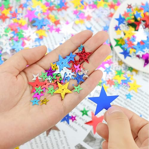 Miniatura 5 de Lentejuelas y lentejuelas de estrella de 0.31 pulgadas, 0.31 pulgadas, 0.31 pulgadas, suministros de manualidades para bricolaje, cuentas de color