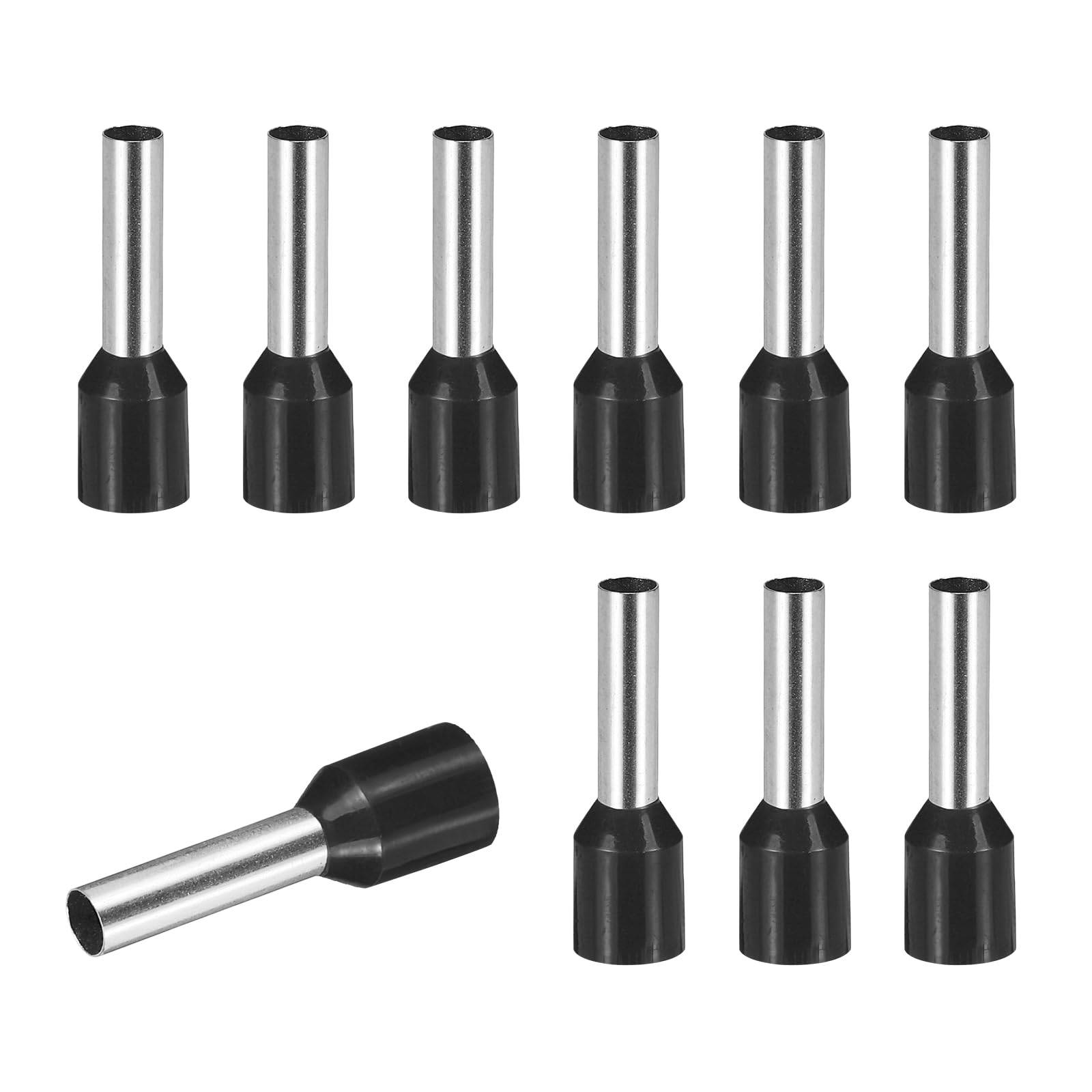 sourcing map 100 Pcs Wire Ferrule Connectors VE4012-12AWG Crimp Copper Ferrules Terminals Connector Insulated Cord End Terminal for Electrical Projects Industrial Chemical Industry, Black