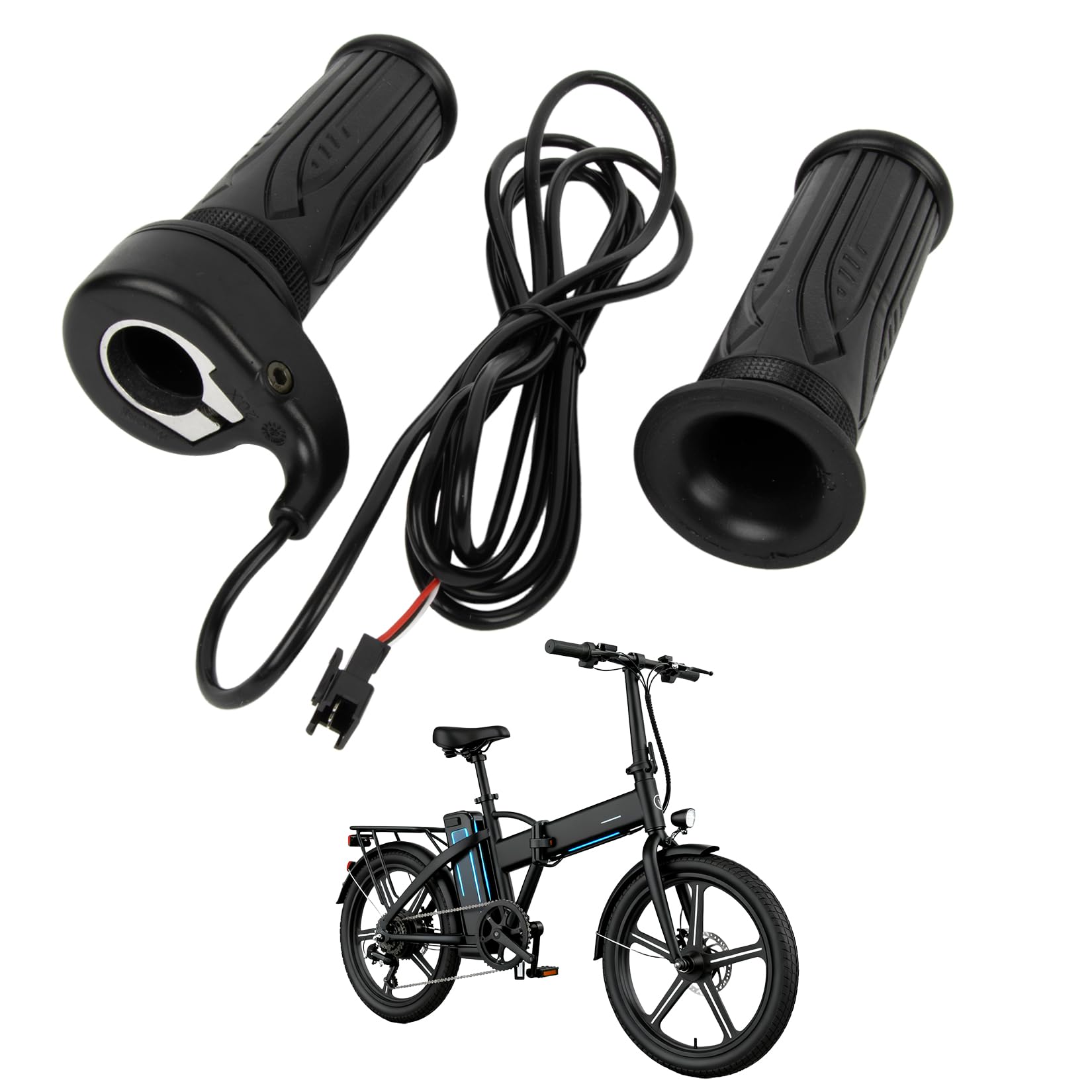 PSLER 20X Full Twist Throttle Grip for EBike,12V-72V 3 Pin E-Bike Throttle for 22.2mm Handlebar Electric Bike Scooter Motorcycle with Waterproof Connector — view 7