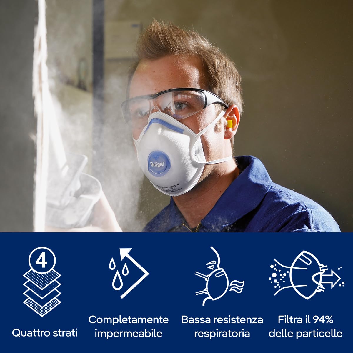Dräger X-plore 1320V FFP2 - Maschera antipolvere usa e getta, 10 pezzi