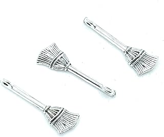 YOOGCORETT 30pcs Charms Halloween Witch Broom Pendants Alloy Bulk Vintage Charms Pendants Jewelry Making for Necklace Bracelet DIY Craft Findings Supplies Making 27 X9mm (Ancient Silver)
