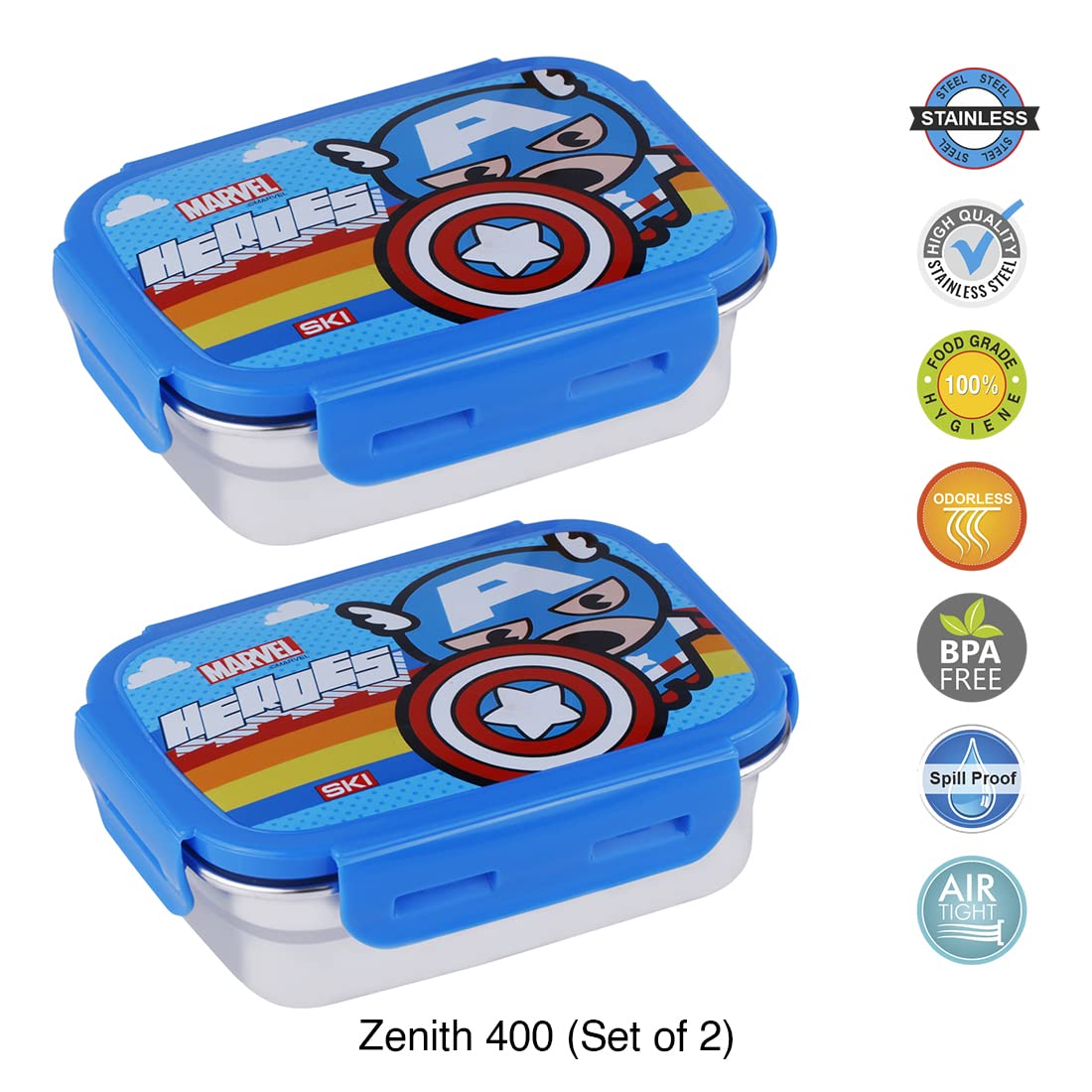 Captain America Steel Lunch Box Set - 2 Boxes -4
