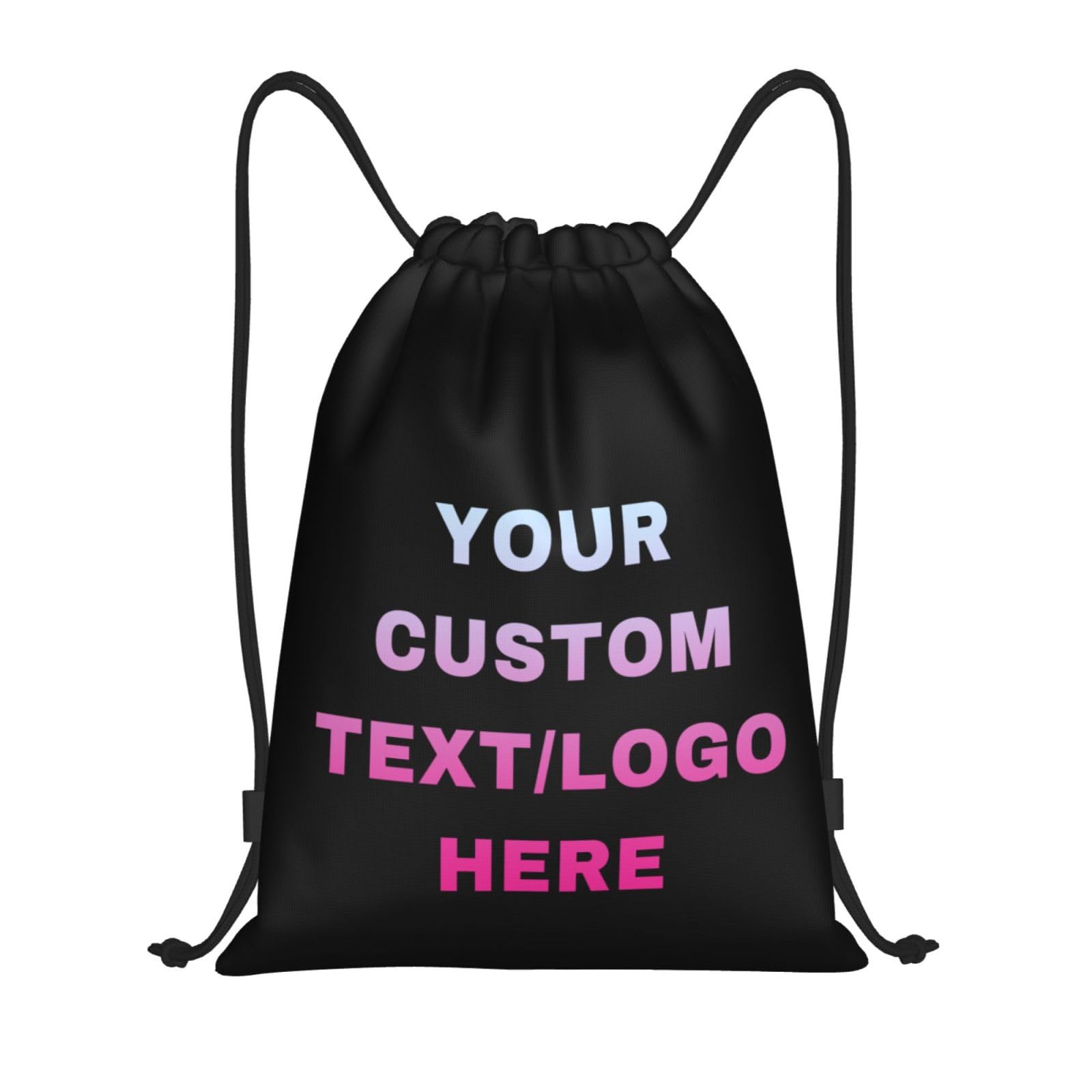 ROHBVMN Personalised Backpack add Your Photos/Logo/Text custom Drawstring Bag for Men and Women, Sports Bag, Swimming Bag, Ideal for Travel and Sports Activities