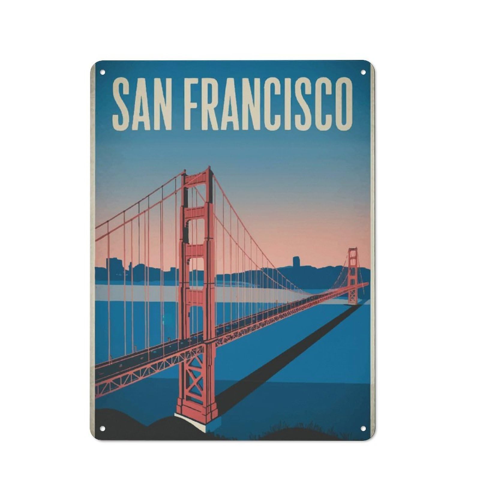 Junmoney Golden Gate Bridge Tin Wall Plaque 40X30cm With For Hobby Room Or Studio, For Metal Sign Collectors, For Kitchen And Home Bar Decor