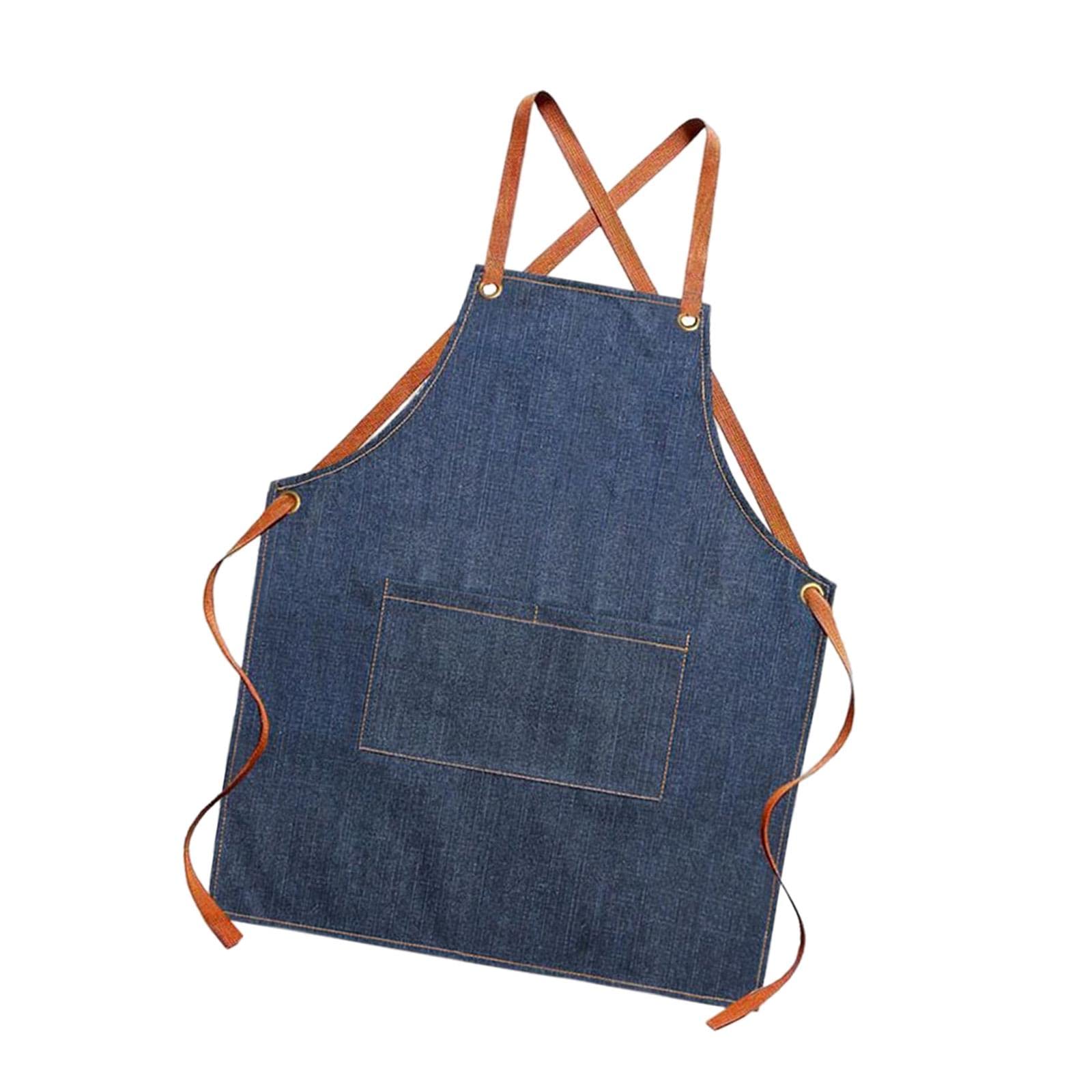 Baoblaze Denim Apron Cross Back Cooking Apron Children Unisex Adult with Large Pocket Apron Kids Bib Multifuntional Bibs for Gardening Cafes Bars, Adults Apron, Multi