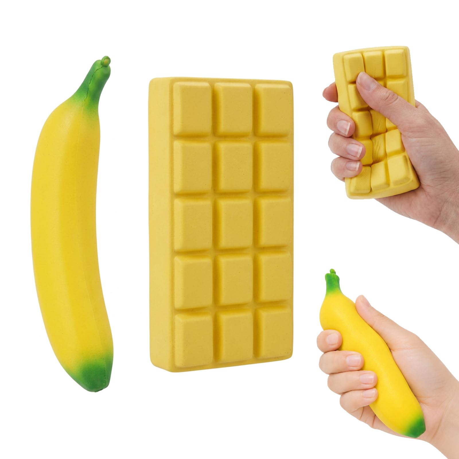 2 PCS Chocolate Squishy, Banana Squishy Set, Giant for Office Desk and Study Sessions