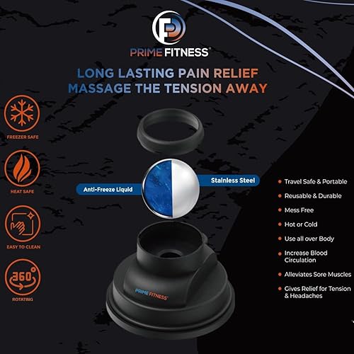 Miniatura 6 de PRIME Fitness Bola de rodillo de hielo con asa  Bola de rodillo de masaje frío  Terapia de frío  Cryo Stick  Alivia el dolor muscular  Varilla de