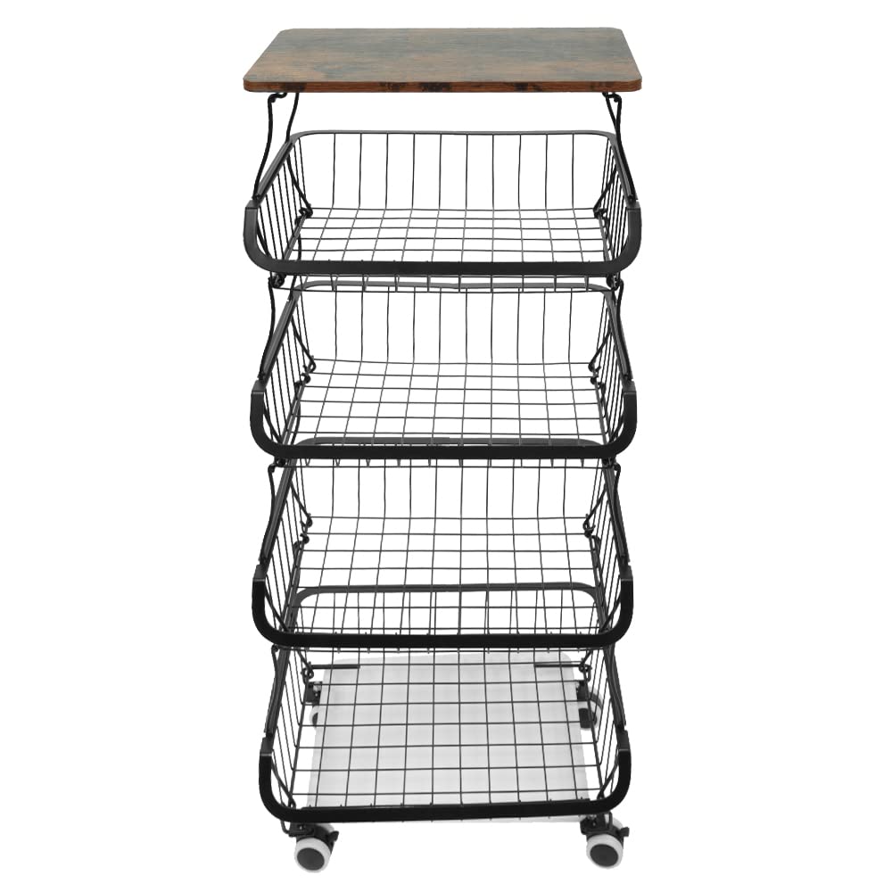 HUOLE Cesta de Frutas de 5 Niveles, Estante para Verduras, encimera, frutero, Estante de Metal, Accesorios de Cocina, Cesta de Almacenamiento, Soporte para frutas-40 * 30 * 94cm (Negro)