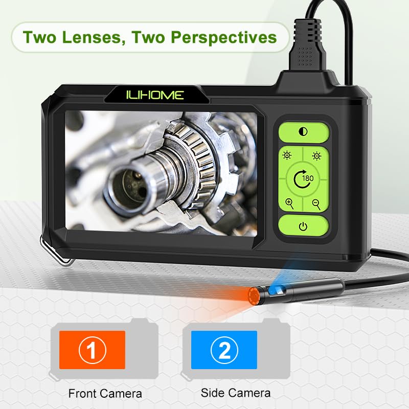Dual Lens Borescope with Light, 1080P Industrial Endoscope Inspection Camera, 7.9mm IP67 Waterproof, Sewer Camera with 4.3" IPS Screen,8 LED Lights,16.5FT Semi-Rigid Cable. - Image 2