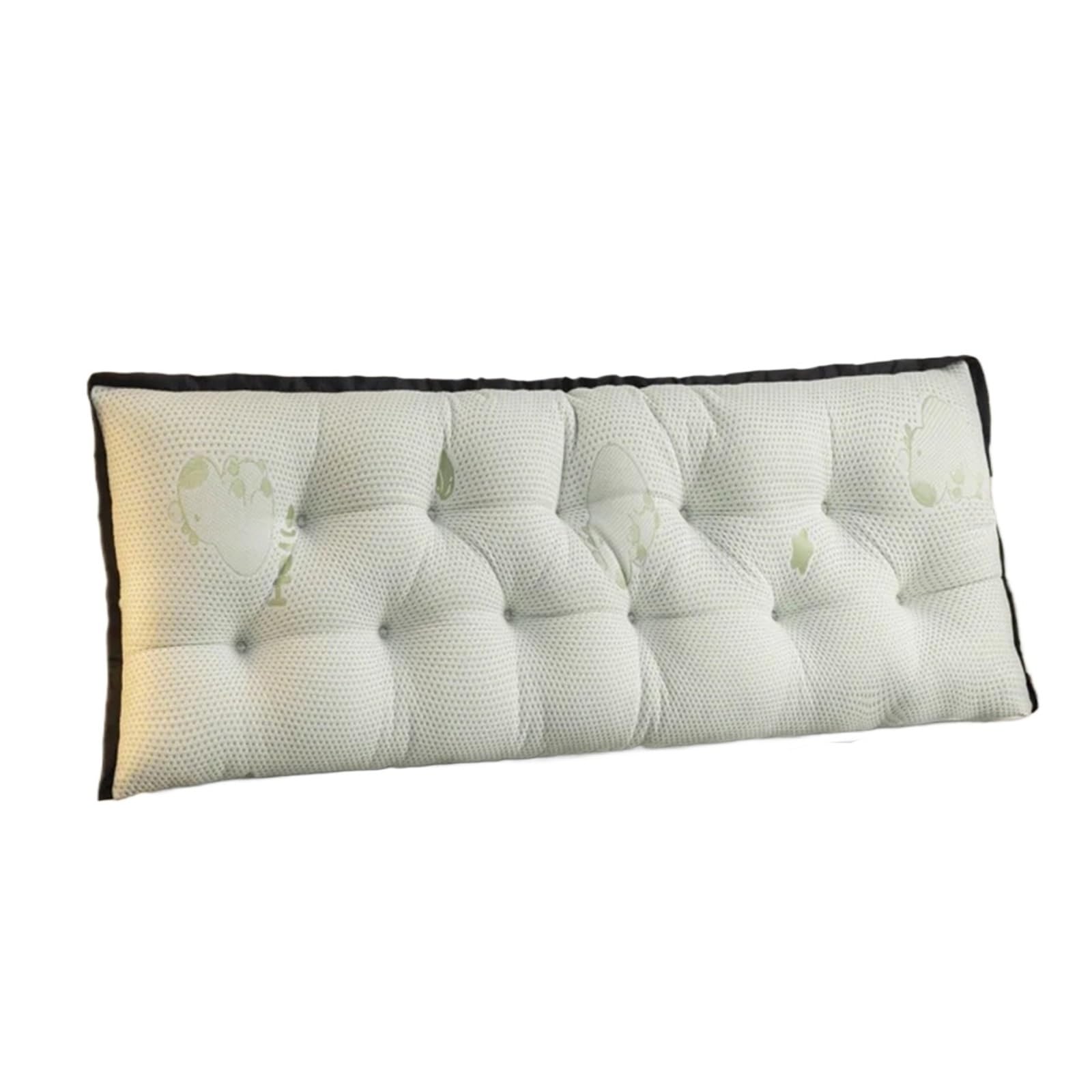 LPATEBCVU Ruffle Bed Backrest Non-slip Bedhead Cushion Large Pillow Summer Waist Protection With Zipper For Double Sofa Tatami Bed Reading Backrest 100-200cm(Green,180x50x15cm)