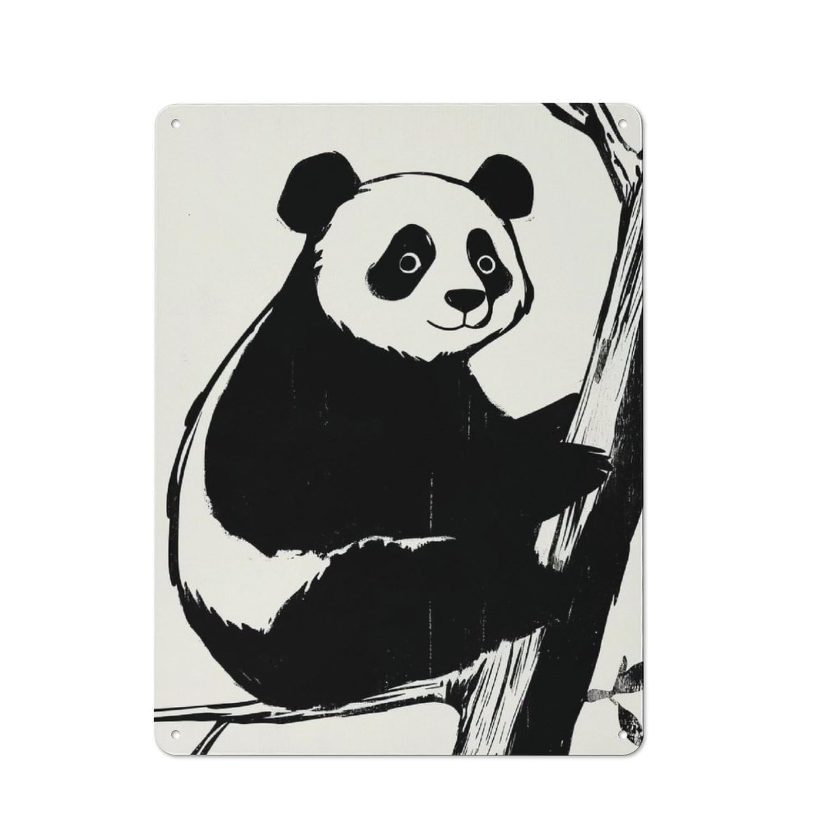 Junmoney Style-15 Panda On Branch Rustic Printed Metal Sign 40X30cm For Garage Or Workshop, For Garage, Workshop And Man Cave Decoration