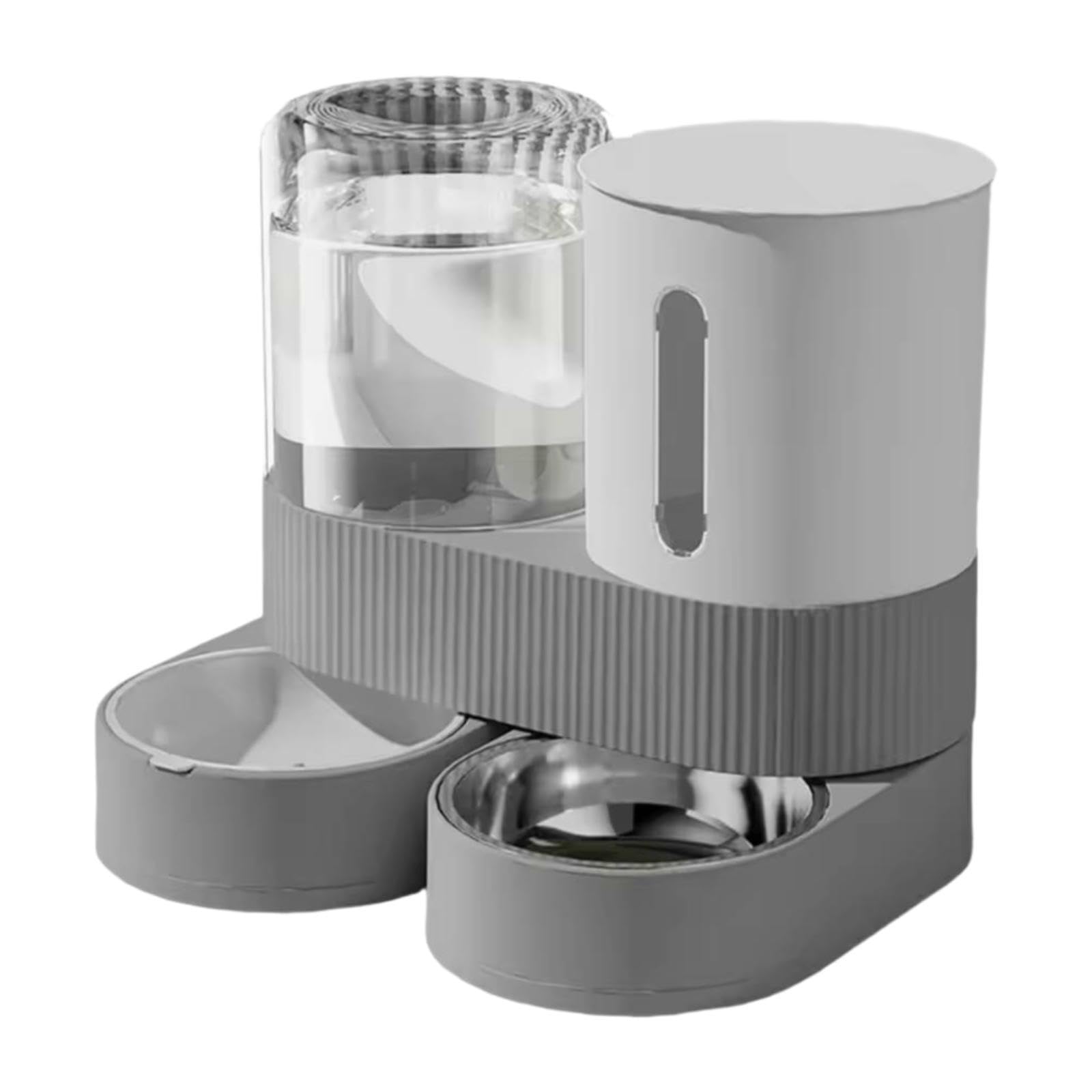 Comedero Automático para Mascotas, Contenedor de Comida, Estación de Alimentación, Gran Capacidad, Cuenco para Comida, Dispensador de Agua para Conejo, Gris