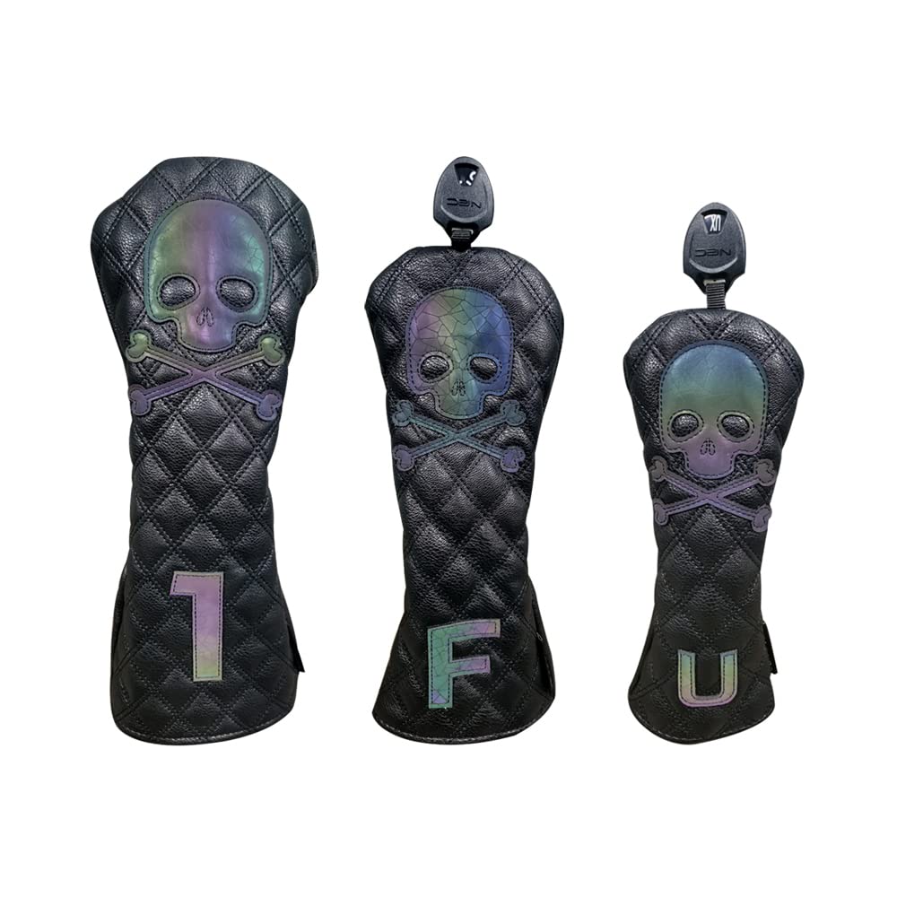 Fundas Palos De Golf Cubierta de madera de Golf for conductor Fairway, juego de protectores híbridos impermeables de cuero PU, cubiertas suaves y duraderas for palos de Golf Funda Driver Golf(Black 13