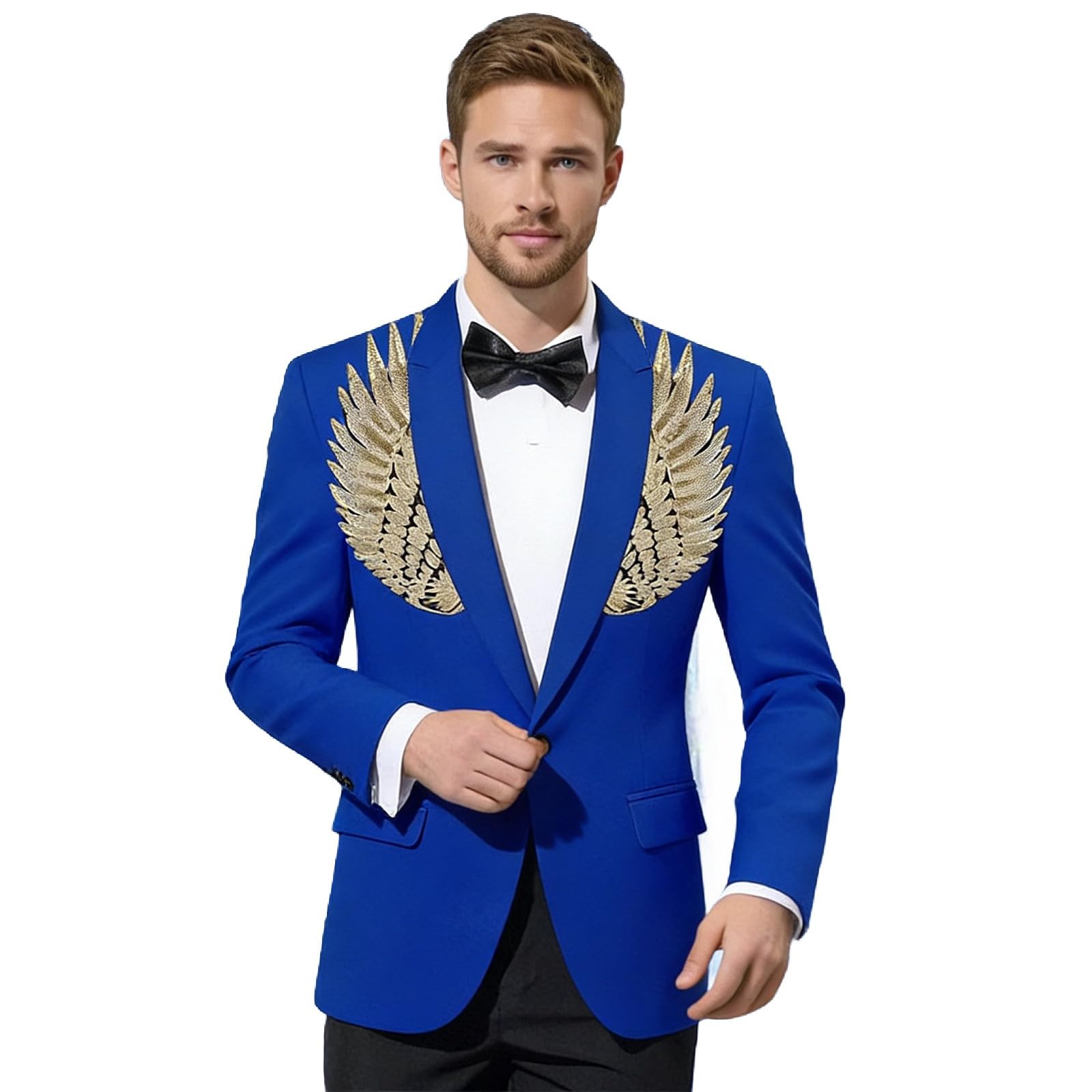 Generico Chaqueta de hombre casual elegante con acabado metalizado ligera y cómoda para noches especiales de manga larga abierta en la parte delantera con purpurina brillante para fiesta casual