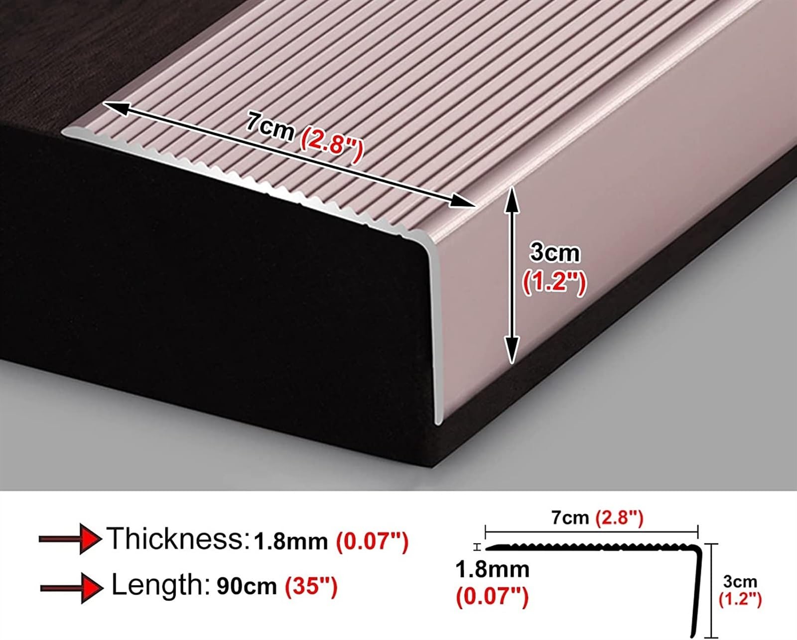 KEuLen Profilo di Transizione, Striscia di Soglia, Barra di rifinitura del Bordo for Scala Interna ed Esterna(Rose Gold)