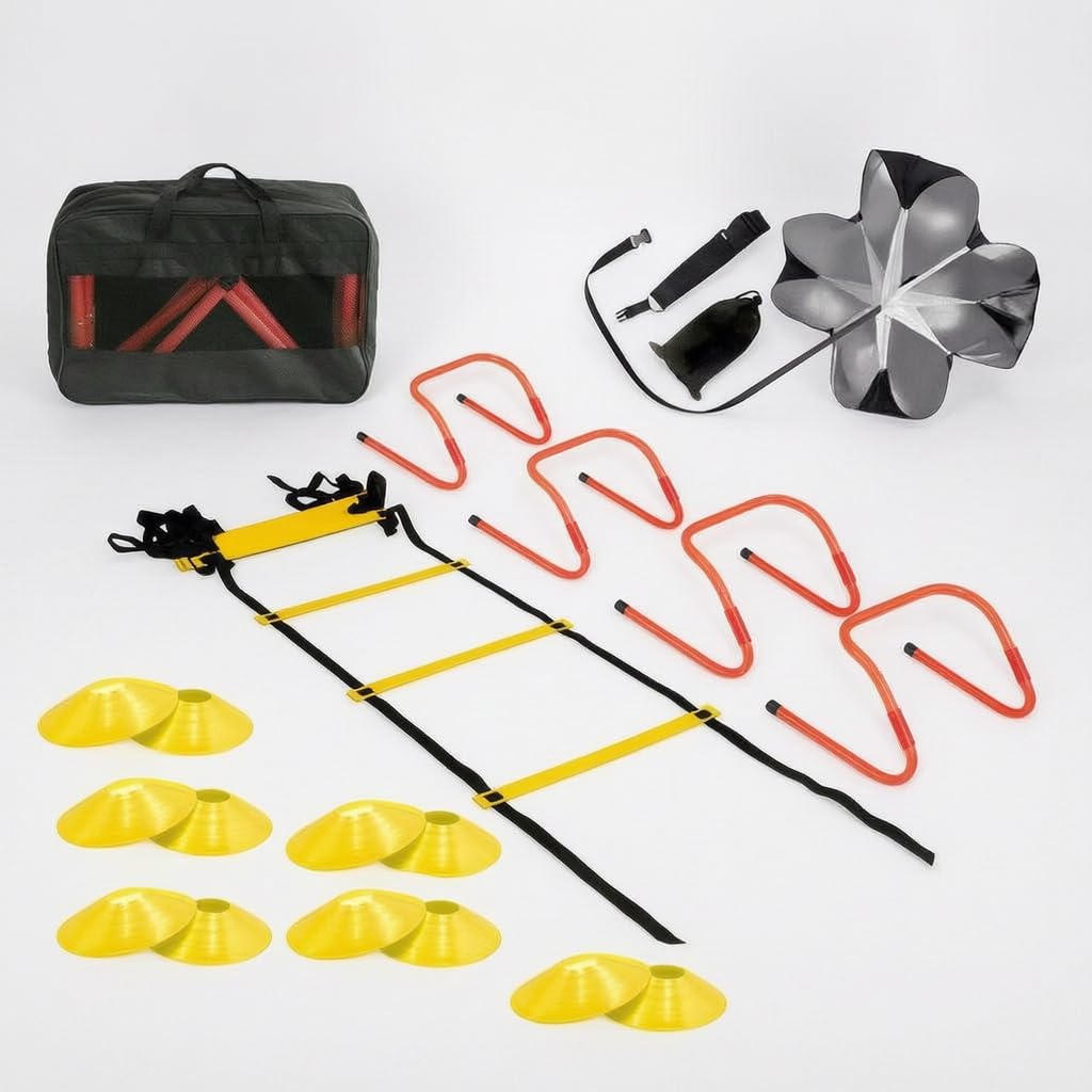 Homyl Set Agilità Calcio Allenamento, Set Portatile con Ostacoli Sportivi, per ragazzi, Set da 5 pezzi PLUS