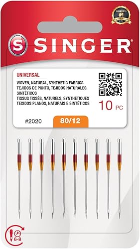 SINGER Paquete de 10 agujas universales para máquina de coser 2020, tamaño 80/12
