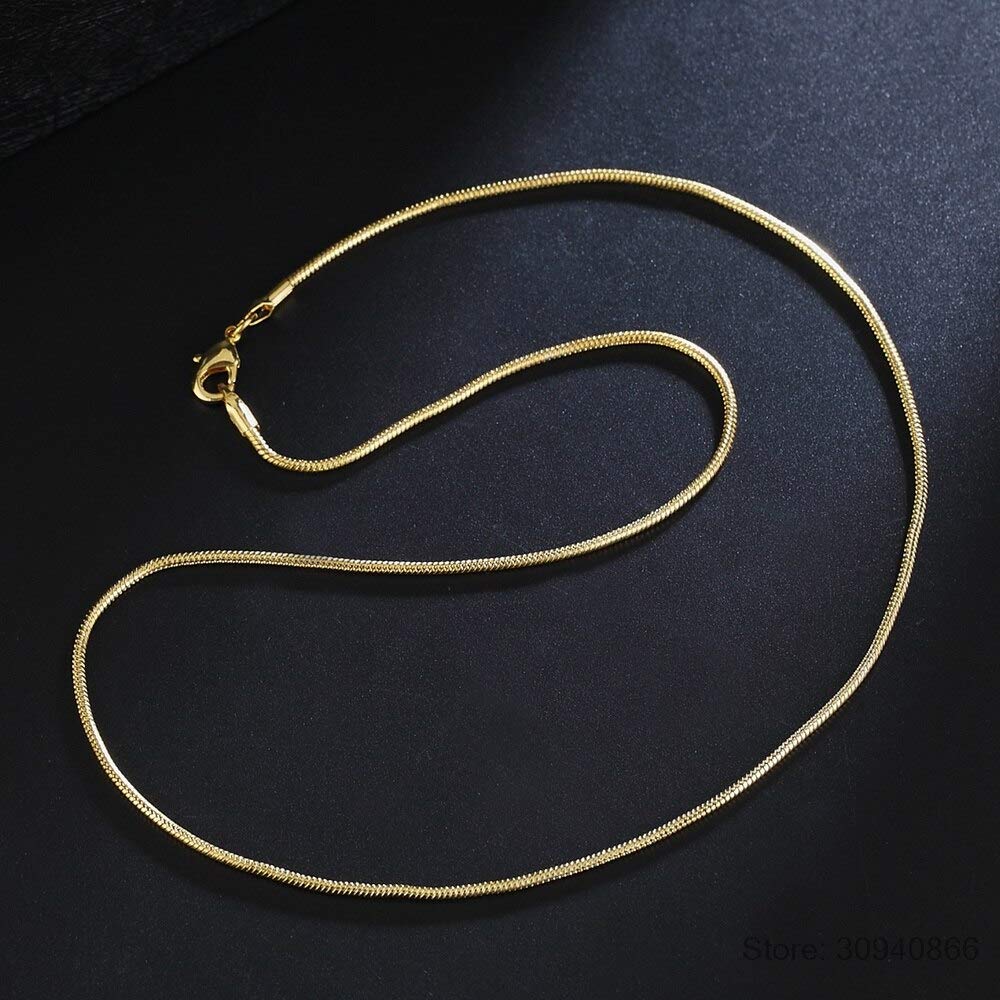 CFWSHJ Collar de Mujer, joyería, Cadena de Serpiente, Collar de 2mm 16 18 20 22 24 26 28 30"