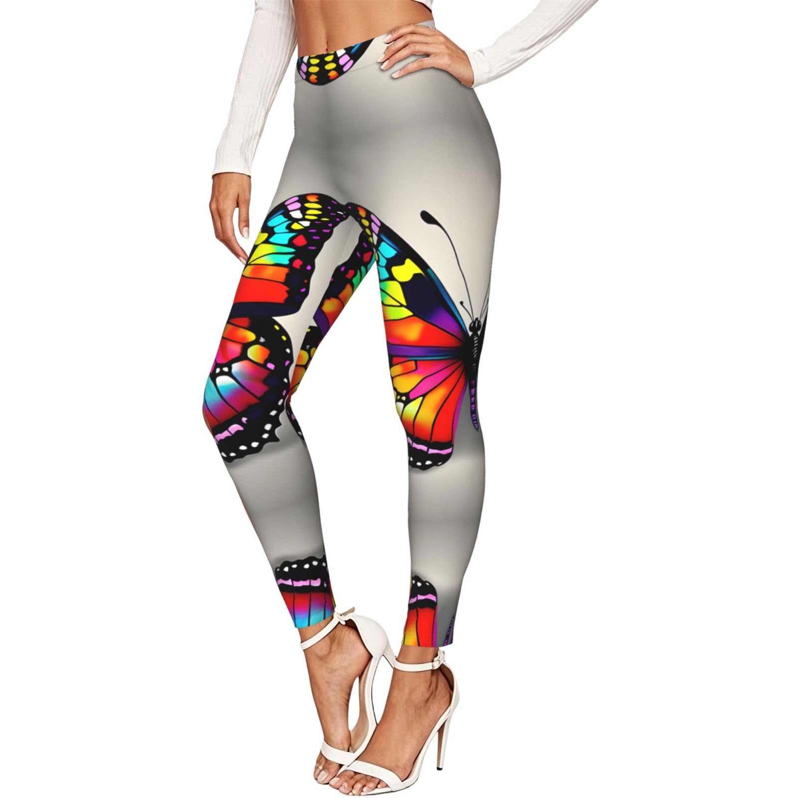 Leggings de compresión con colorido estampado de mariposas para mujer 7