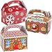 36 Christmas Gift Treat Boxes Holiday Gifts Boxes 12 of Each, Gingerbread House, Santa's Workshop, Snowflakes Red and White, By 4E's Novelty