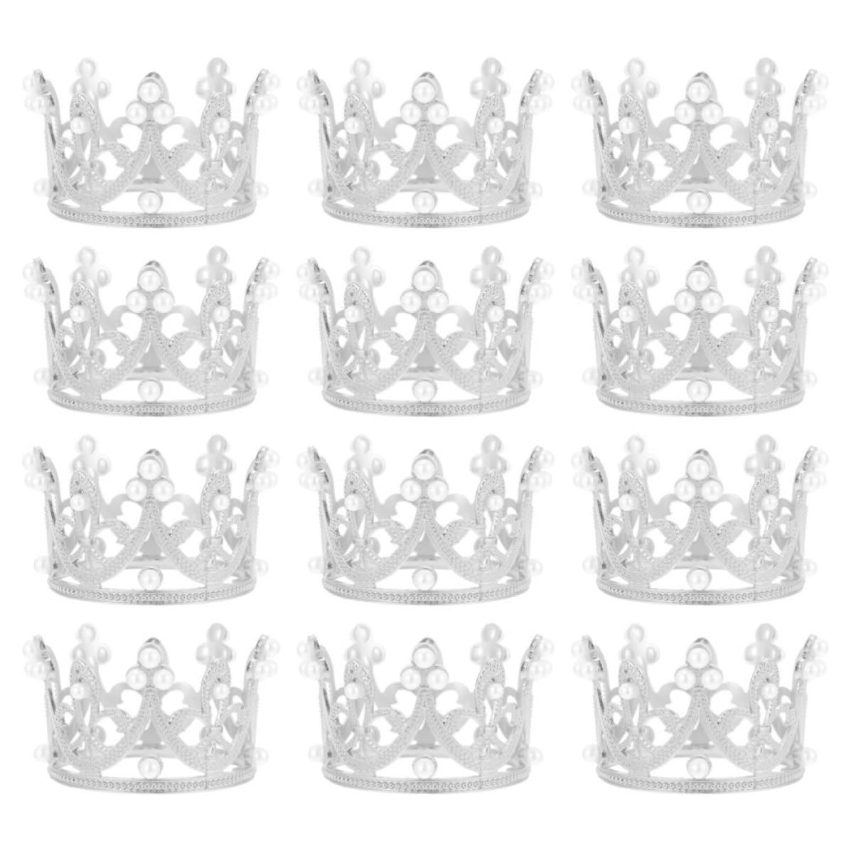 12 Pezzi Anello Portatovagliolo Corona Perle e Strass | Argento, Decorazione per Tavola e Posate, per Eventi Formali e Pranzi, Stile Delicato