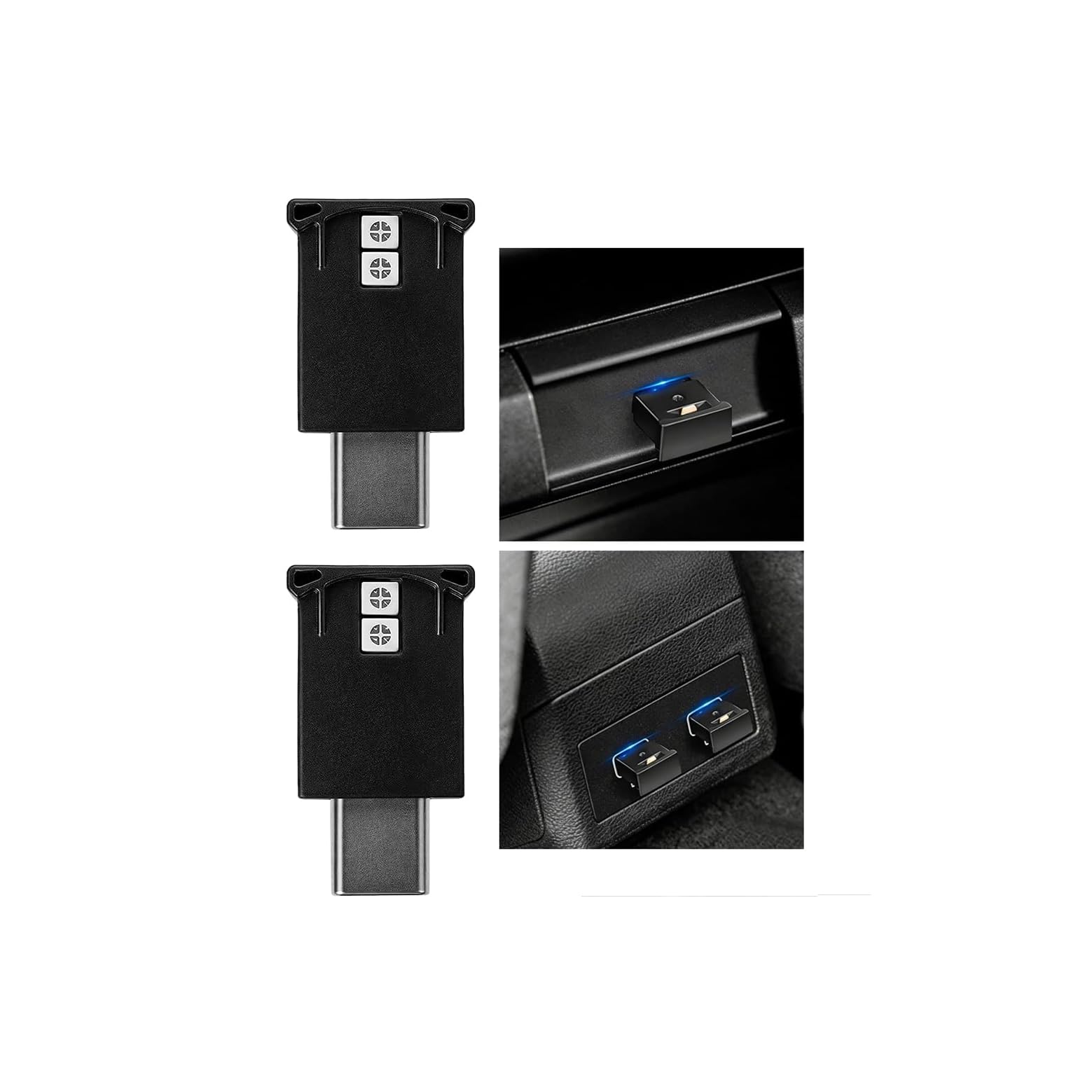 Mini USB-C LED Car Light, 2PCS 5V RGB Adjustable 8 Colors Portable Intelligent Vehicle USB Night Ambient Lamp, Brightness Auto Interior Atmosphere Lights, Universal for SUV RV Truck