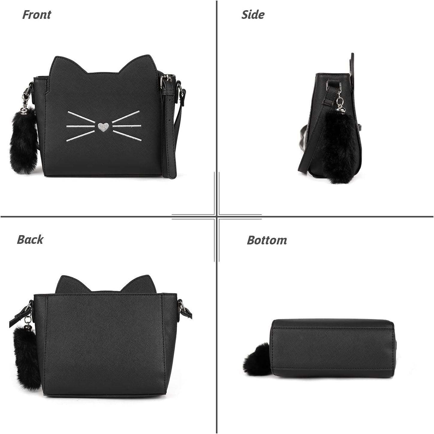 AFKOMST Kawaii Cat Purse for Girls Teens and Kids, Small Kitty Bag and Novelty Gifts for Birthday Christmas Valentine's Day | Aged 8-25, Fit Pad mini, Long Wallet, Vegan Leather - Image 4